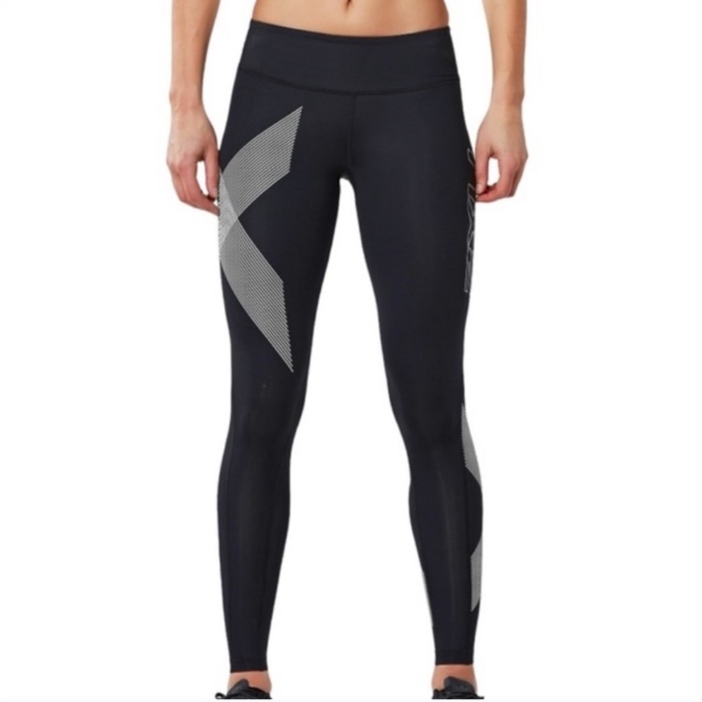 2XU Mid-Rise Compression Leggings Medium Black Running Cycling Pants NWT